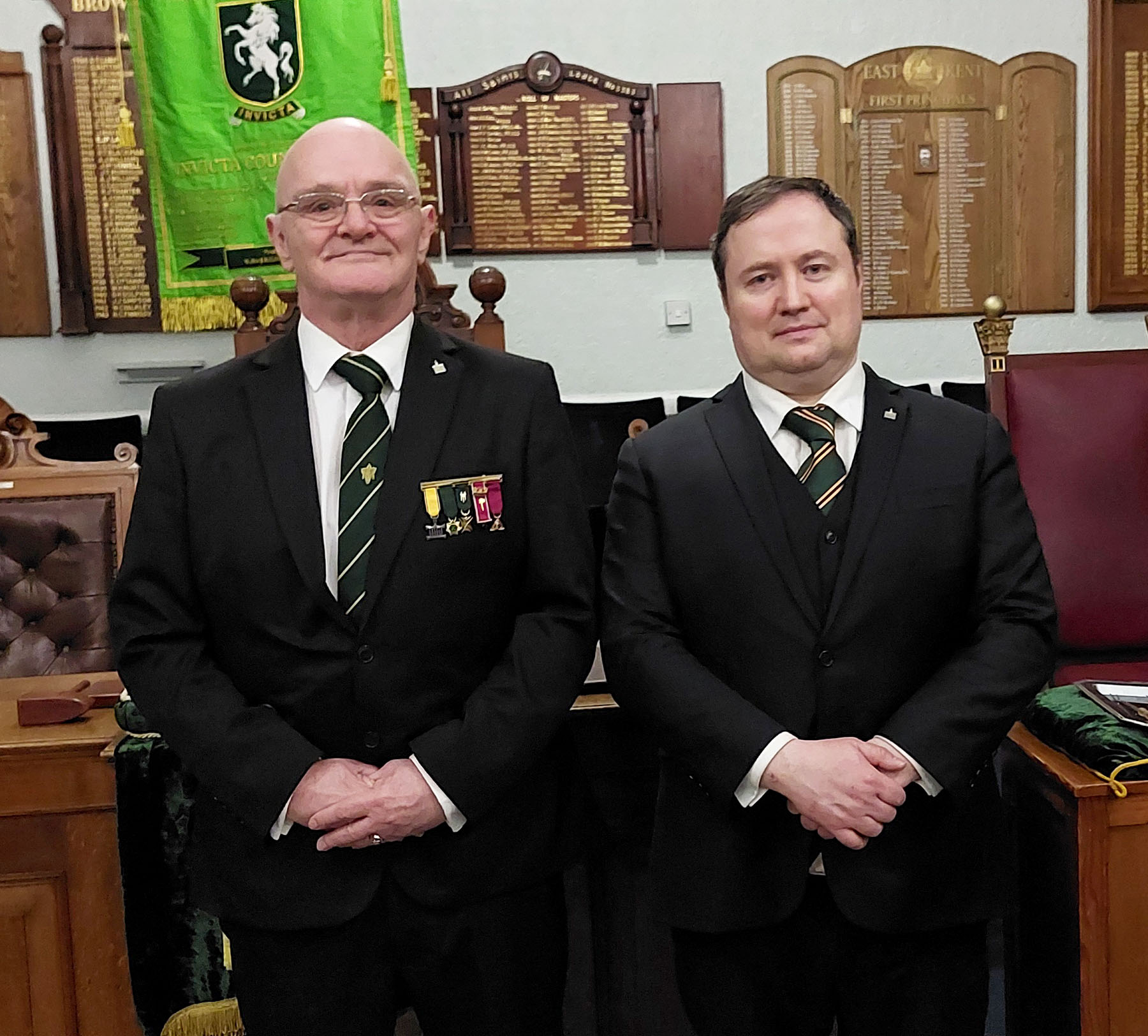 The WM W.Bro Neville Fourie with Bro. Shane Lawlor and the DGP