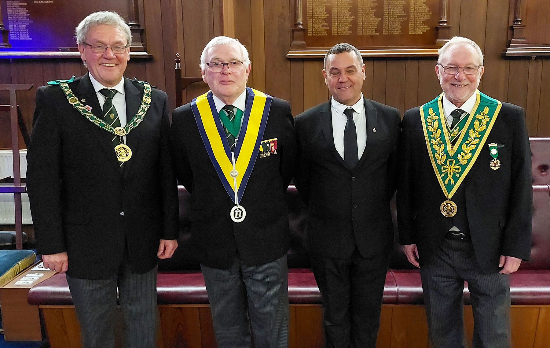 Bro. Nick with the D.G.P., with W.Bro's Fred Brown (WM) and David Green