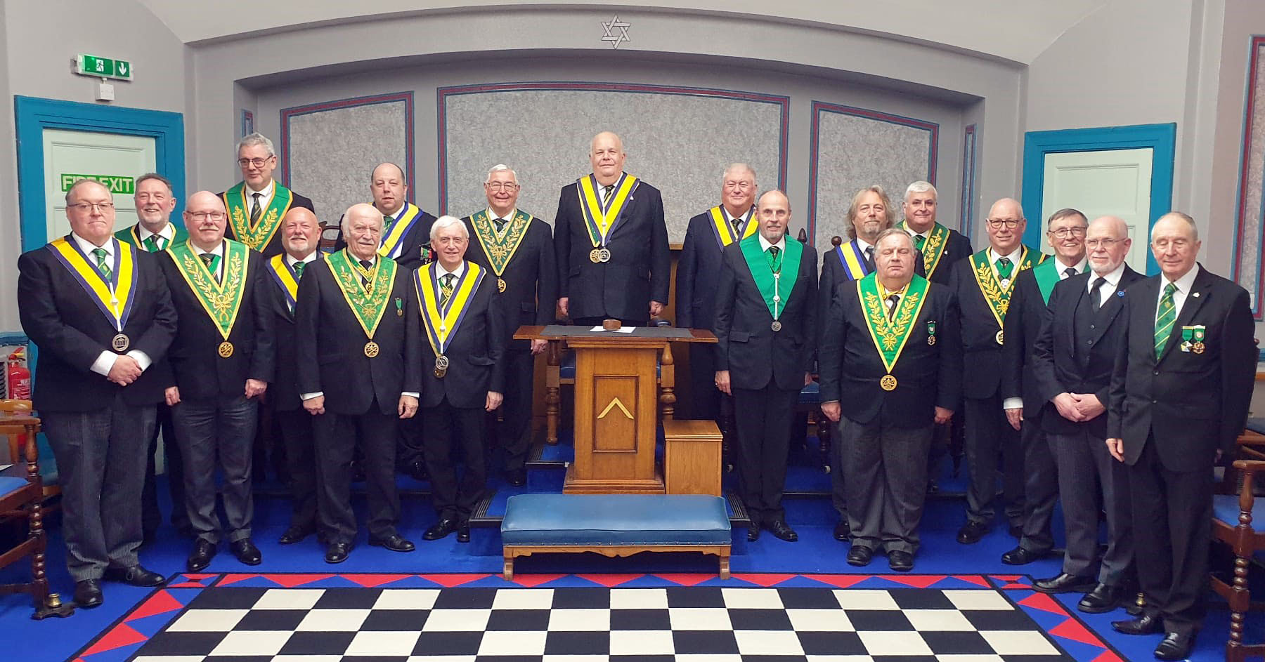 Dep District Grand Prefect W. Bro. Geoff Whale with the Worshipful Master W.Bro. Phil Clare