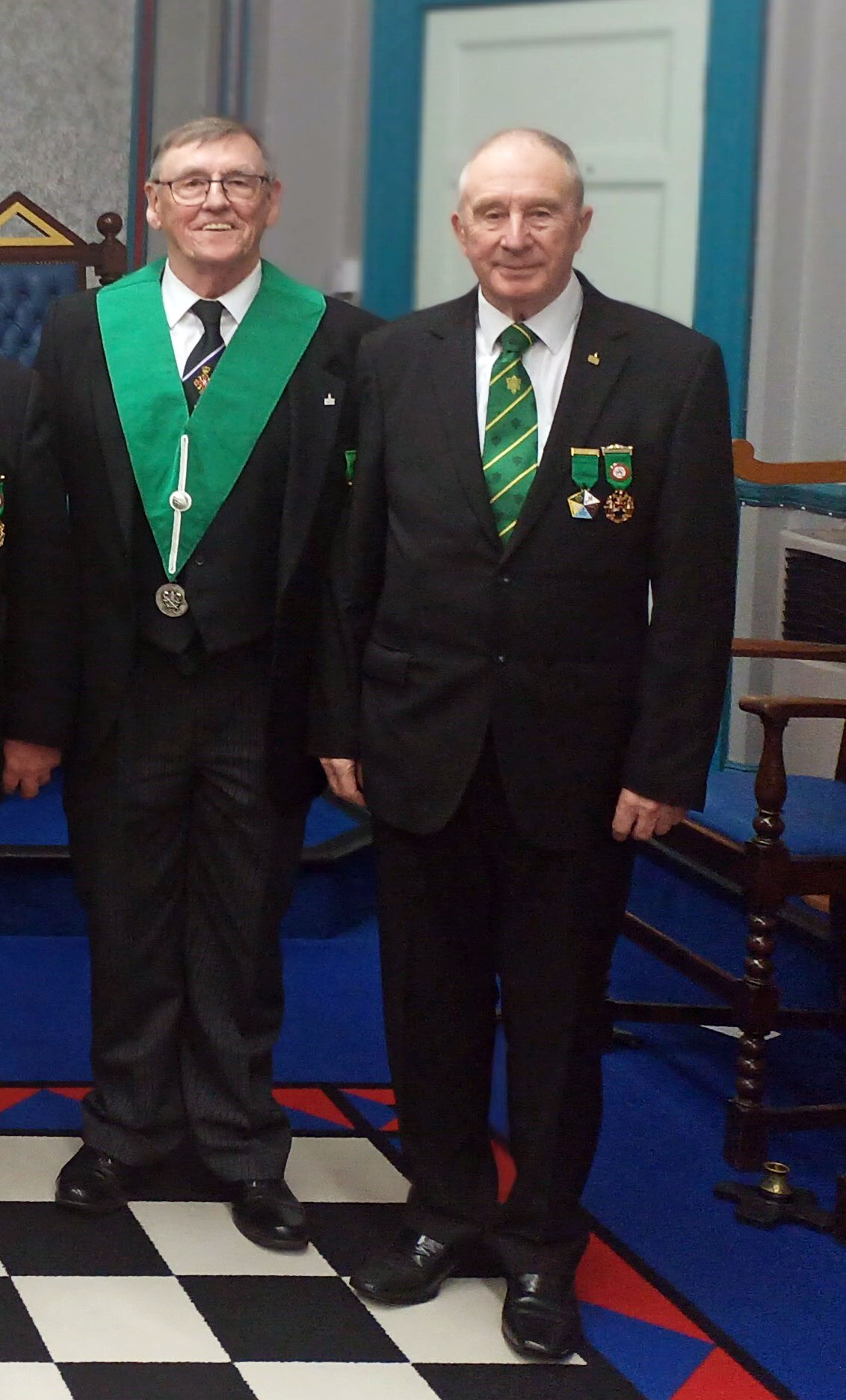 Visitors W.Bro Alan Coxon MBE with Bro. Peter Hayler