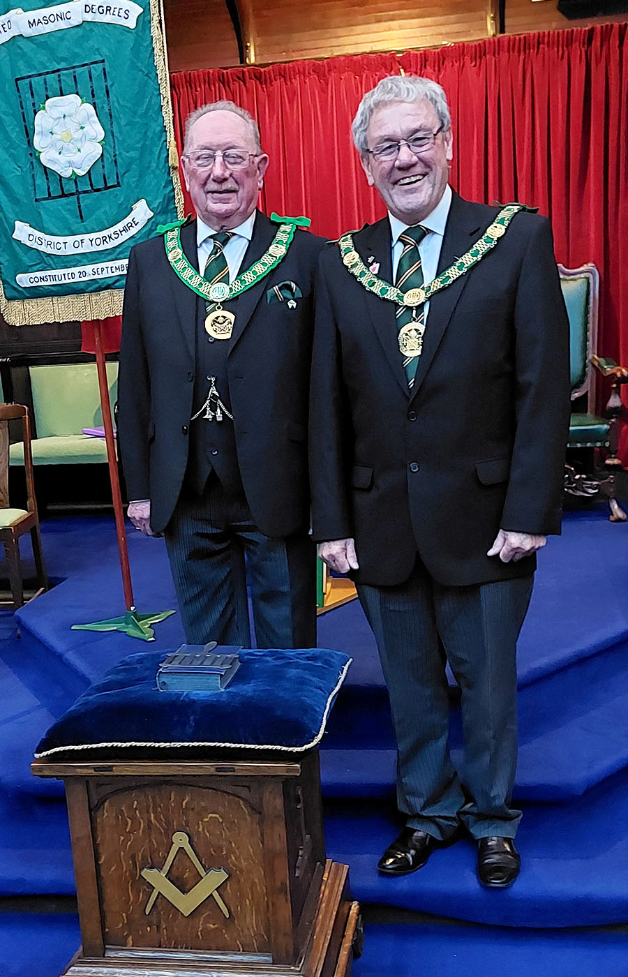D.G.P. for Yorkshire R.W.Bro. Brian Butterfield with the D.G.P. for Kent R.W.Bro. Brian Ward