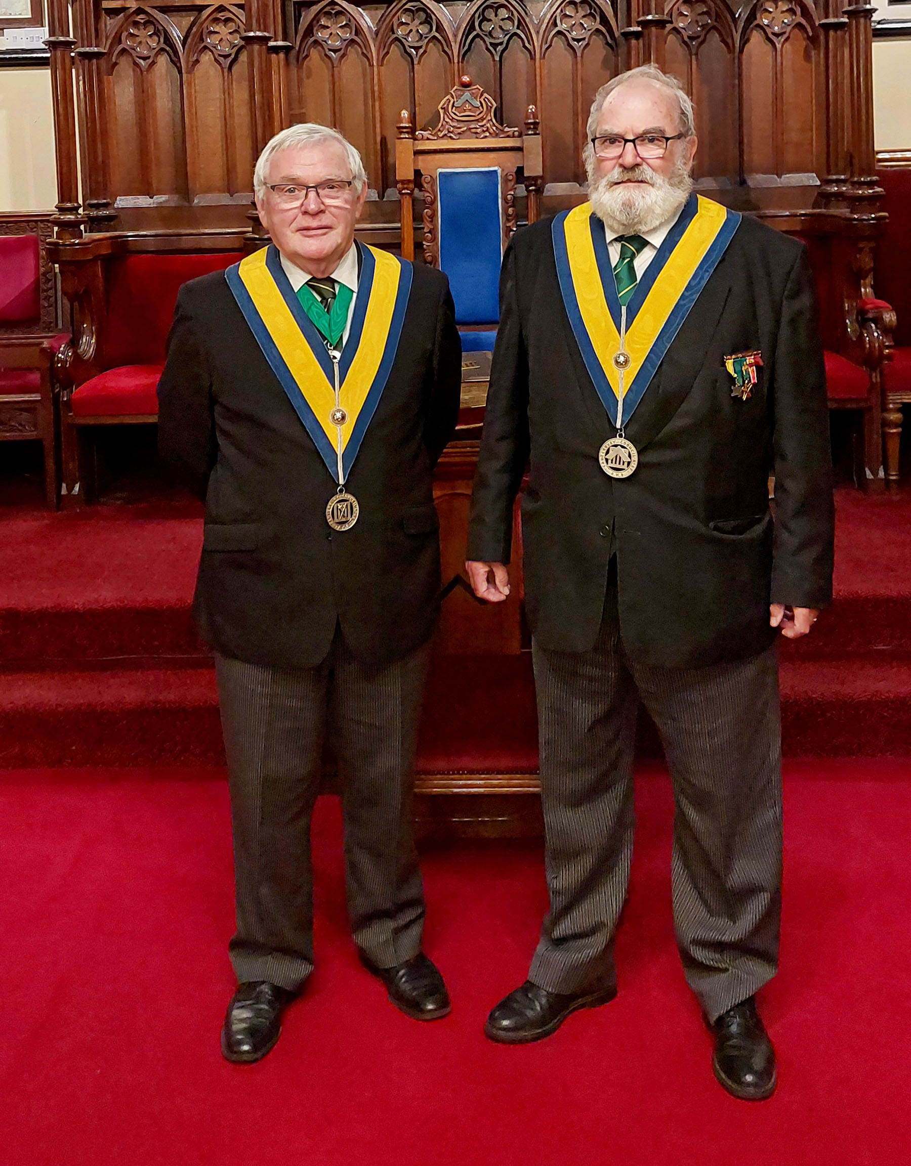 The Worshipful Master W. Bro. Alan Wilson-Storey with the Visting Master from White Cliffs of Dover Council 210, W.Bro. Fred Brown