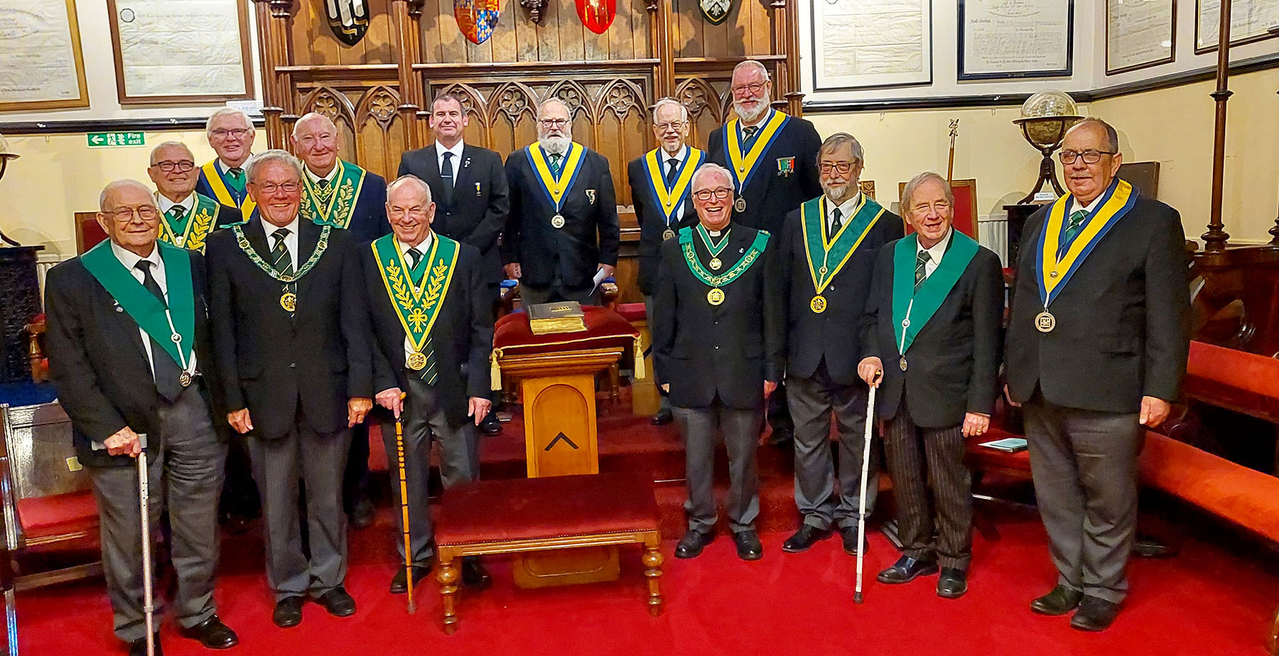 The District Grand Prefect, R. W. Bro. Brian Ward, with the Brethren of the Canterbury Council