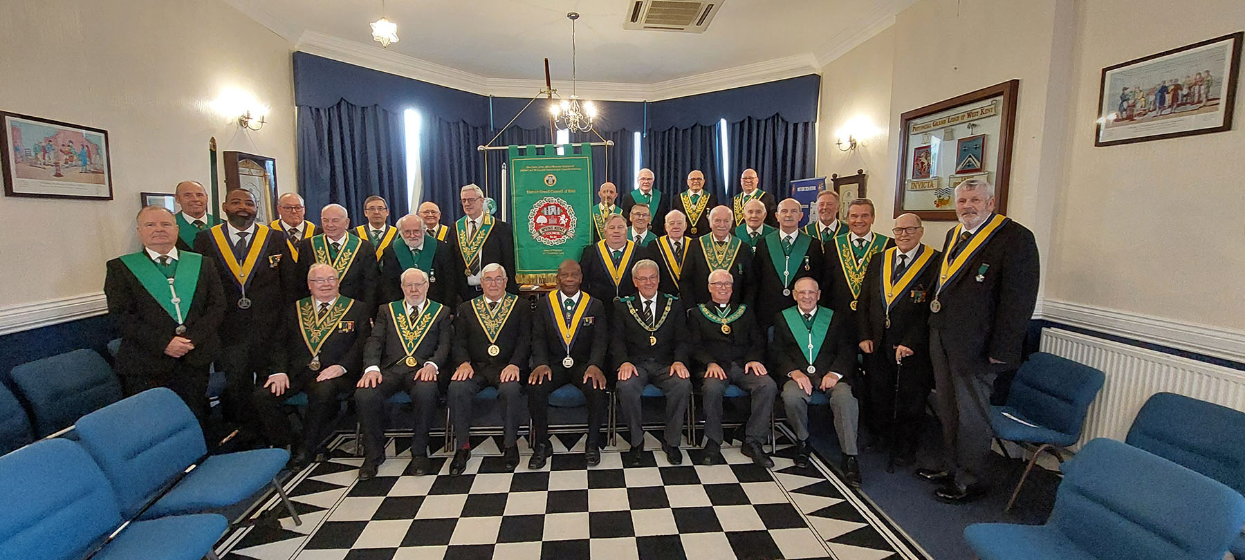 Members of the West Council with the District Grand Prefect R. W. Bro. Brian Ward and a full contingent of the District Officers