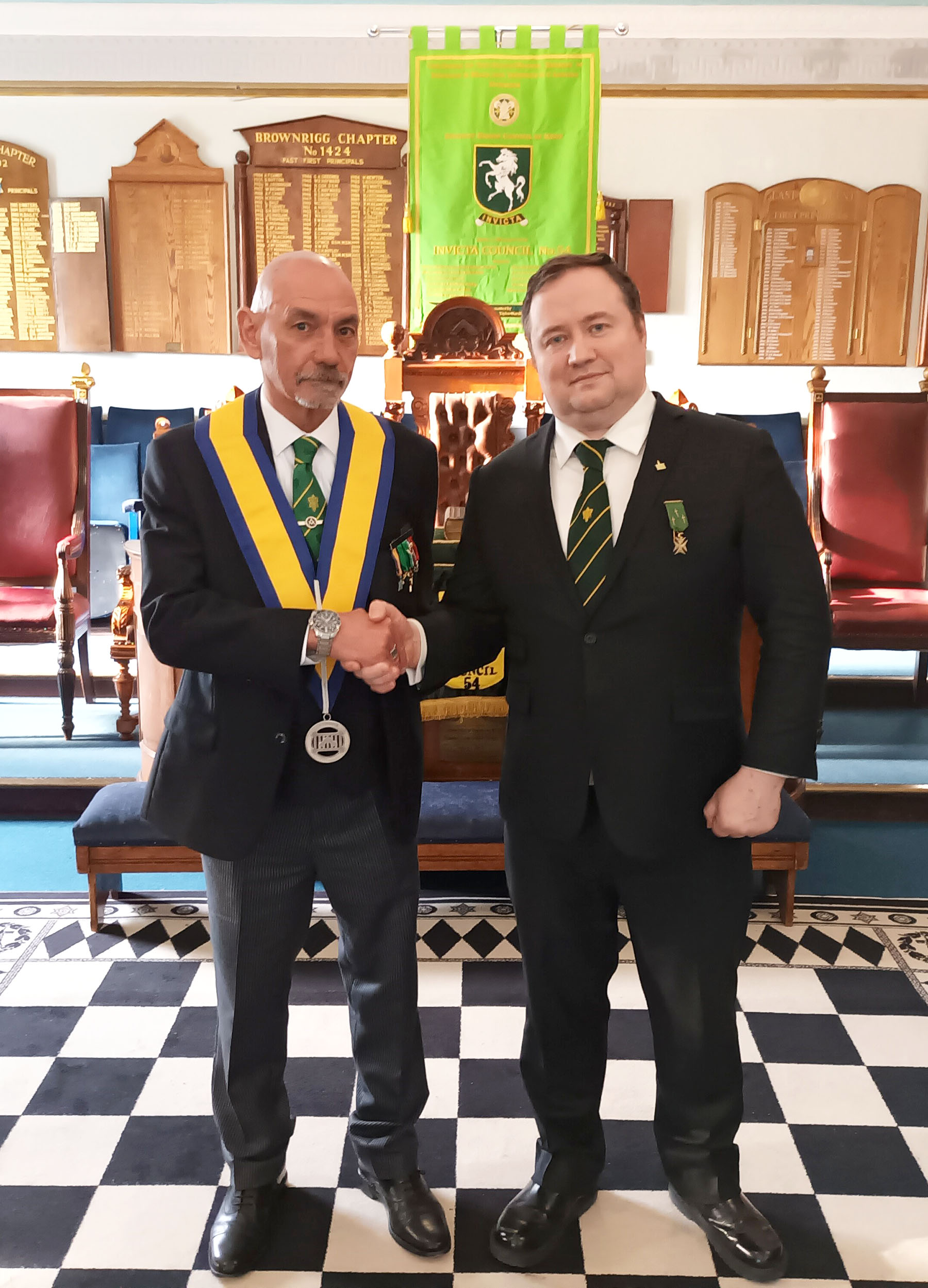 The Worshipful Master W. Bro Neville Fourie and Bro Shane Lawler