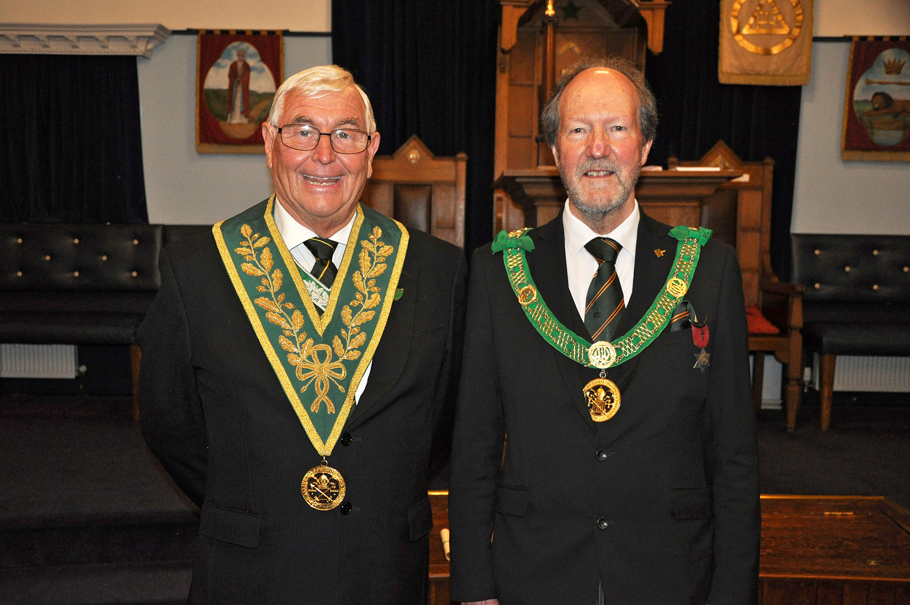 The Deputy D.G.P for Kent  W.Bro. Geoff Whale with the D.G.P. for Devon and Corwall R.W.Bro. Barry Slade