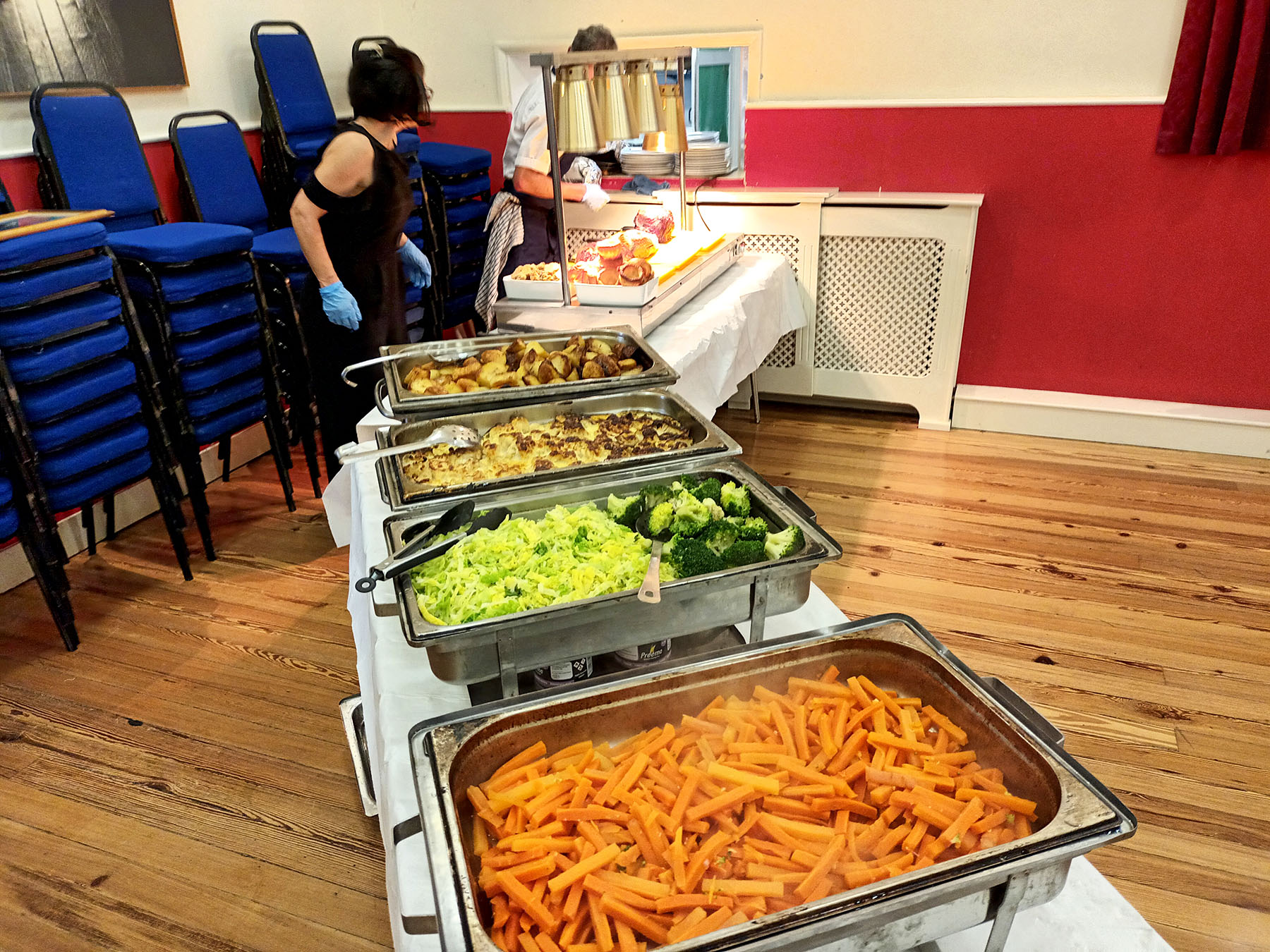 The buffet is prepared and ready for the diners to arrive