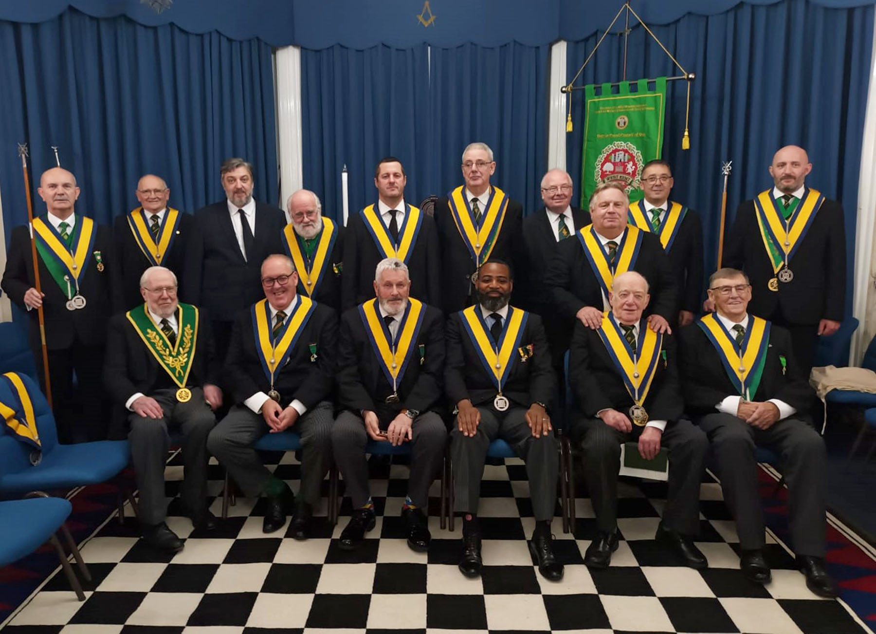 The newly installed Master W. Bro. Martin White-Peart with brethren of the West Kent Council 