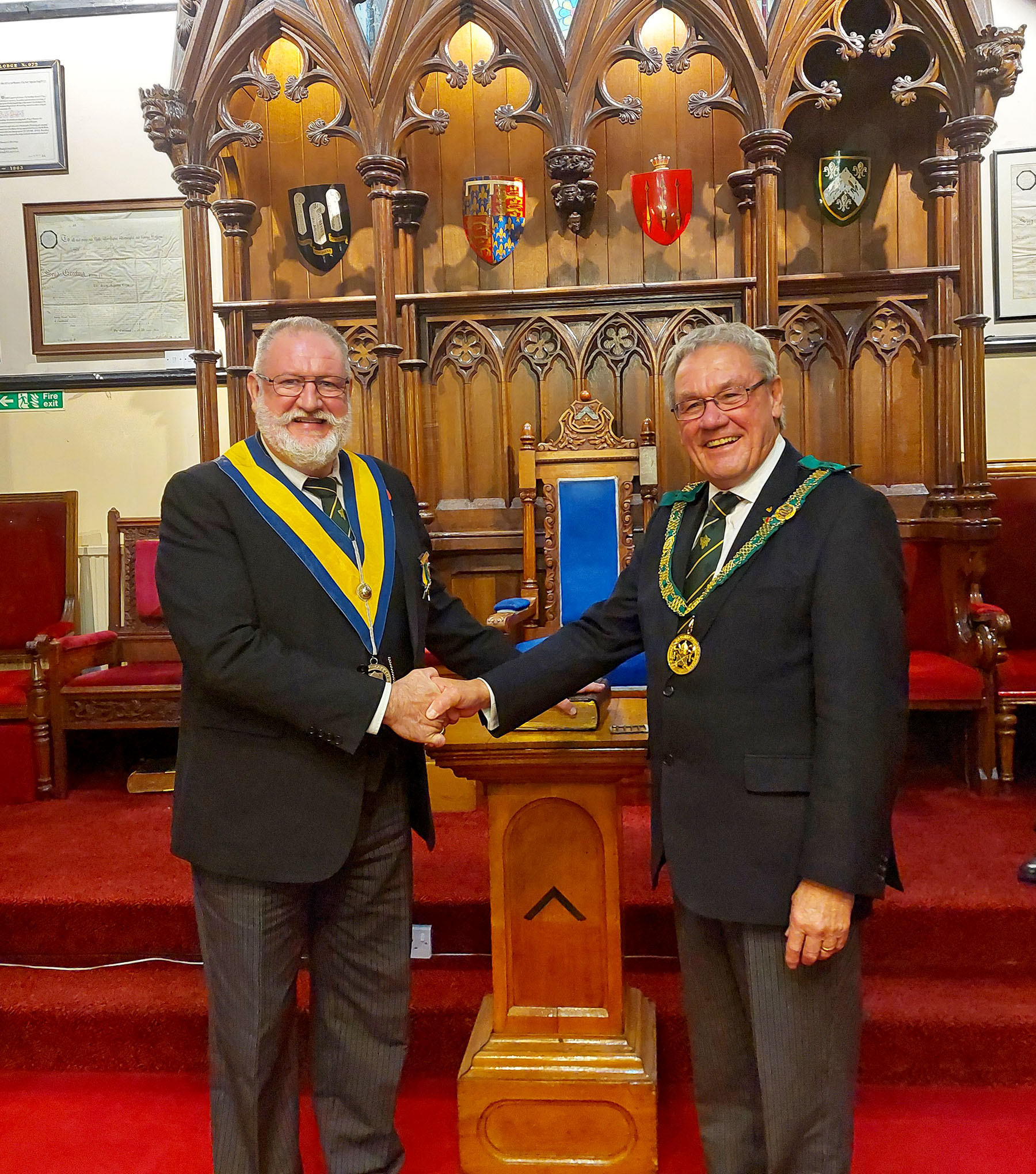 The D.G.P. congratulates the Newly Installed Master W. Bro. Pierre Ambrody