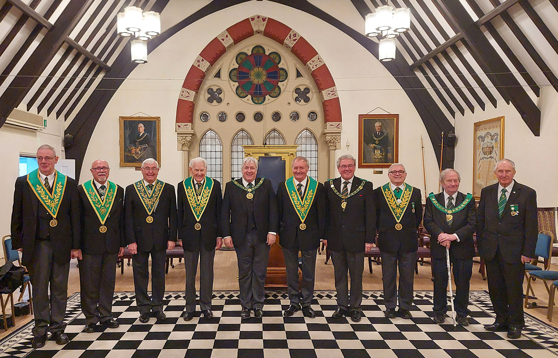 R.W.Bro John French the D.G.P. for Surrey with his Deputy W. Bro. Bob Tuthil and the Contingent from Kent