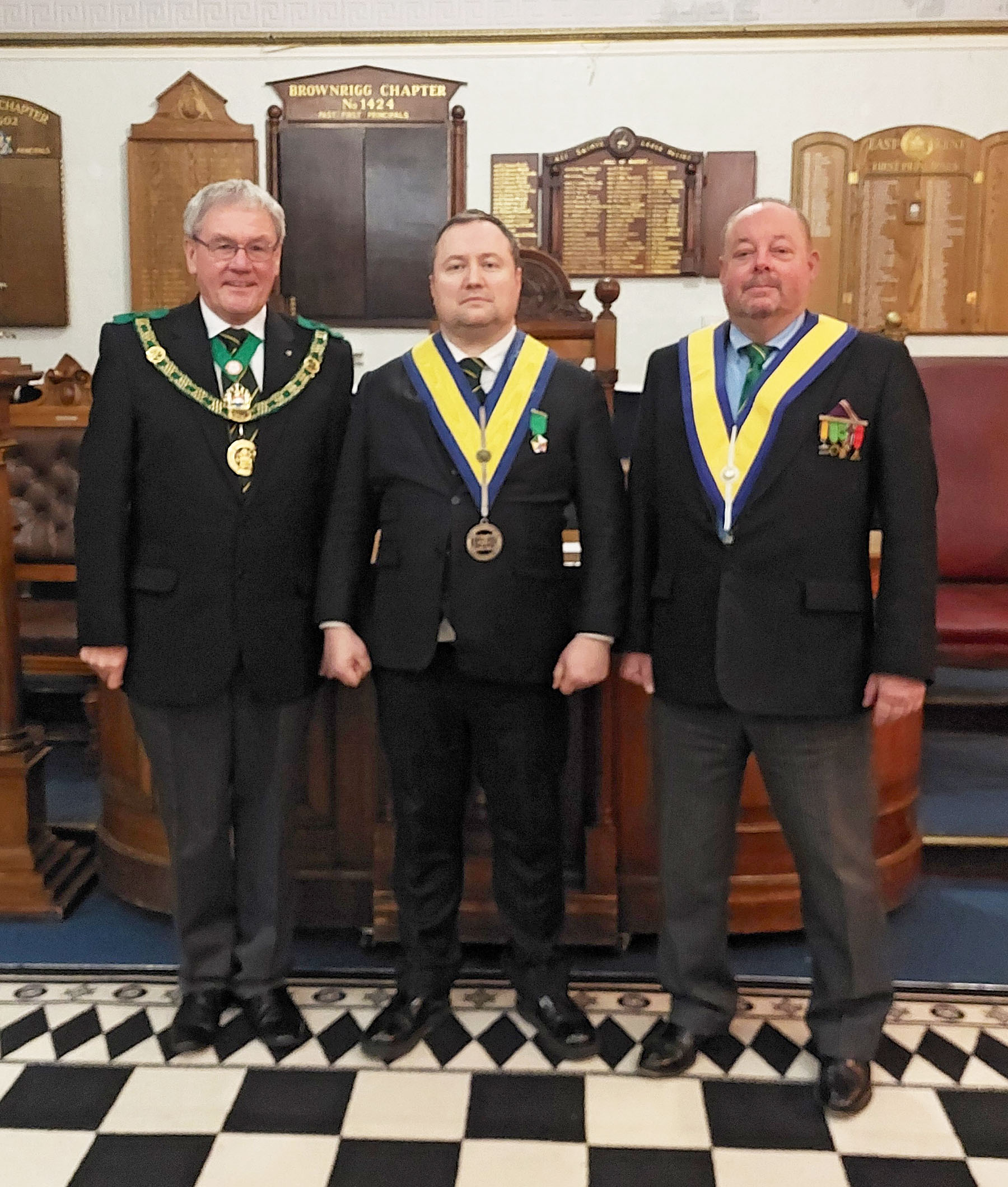 The D.G.P. with Bro. Shane Lawlor and the Worshipful Master W. Bro. Bill Pennell