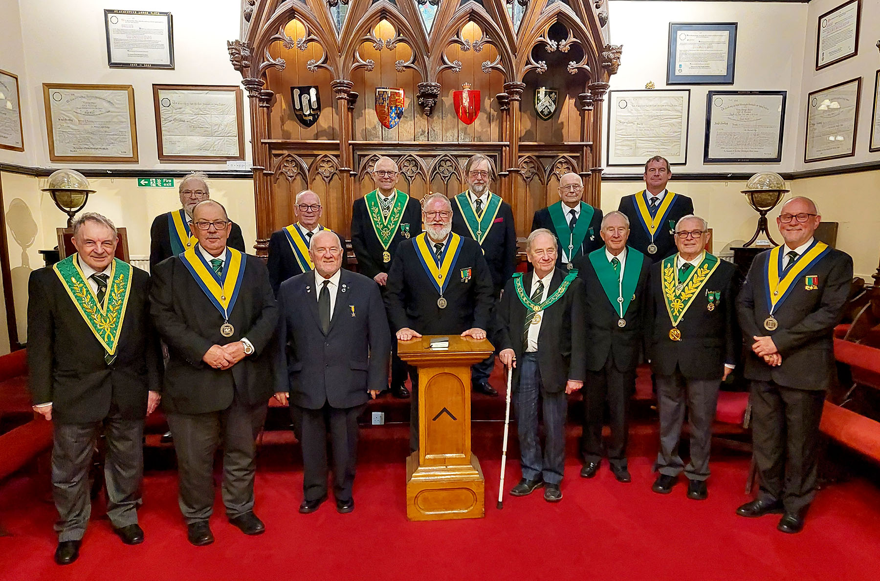 The Worshipfull Master W.Bro. Pierre Ambrody with the Brethren and Visitors