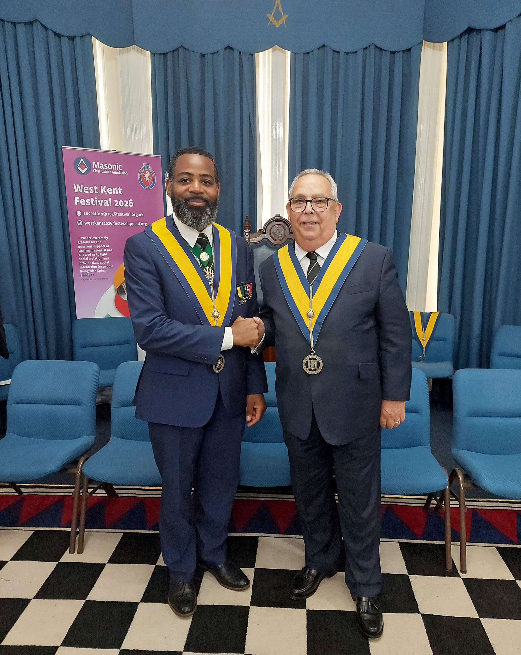 The Worshipful Master W.Bro. Martyn White-Peart welcomes Bro. Tony Chrisholm