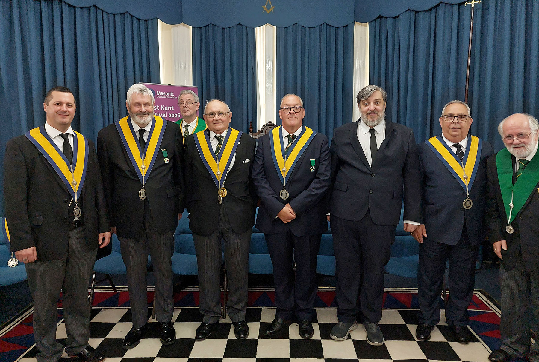 The team conducting the Ceremony of the Grand Tilers of Soloman with the brethren who recieved it