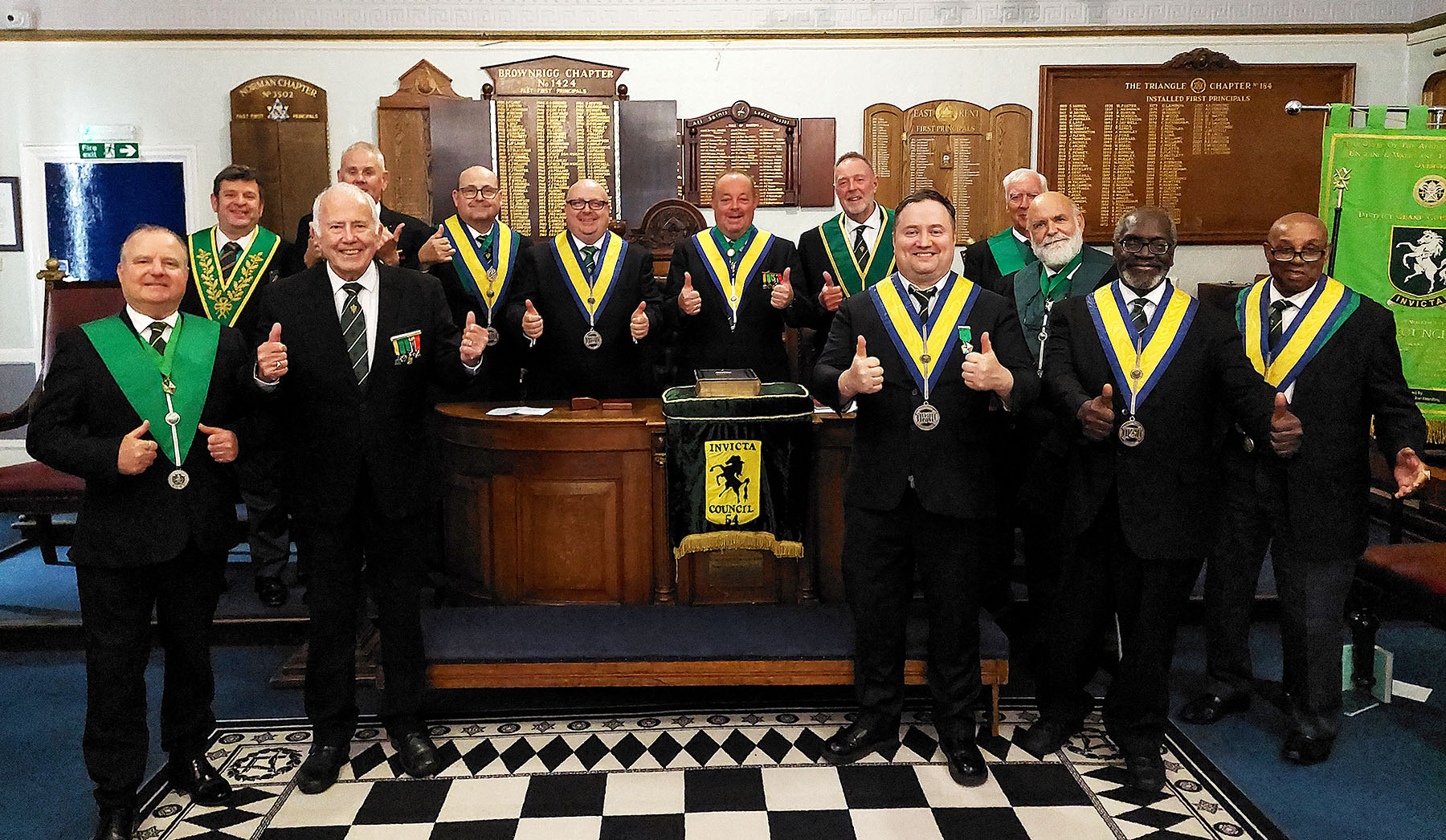 The Worshipful Master and the Brethren of Invicta having recieved their G.M.K.F jewel