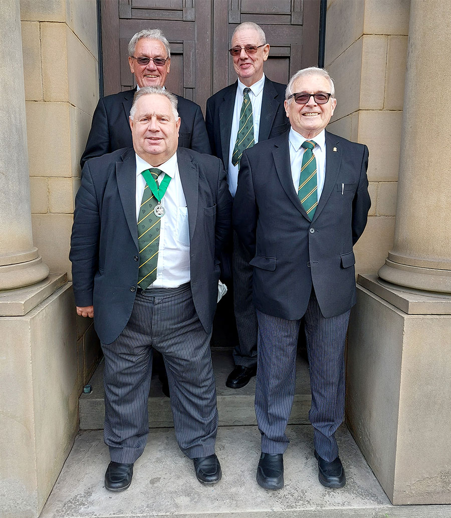 The contigent from Kent R.W.Bro. Brian Ward and W.Bros Wilkins, Woolcott and Maslin have arrived
