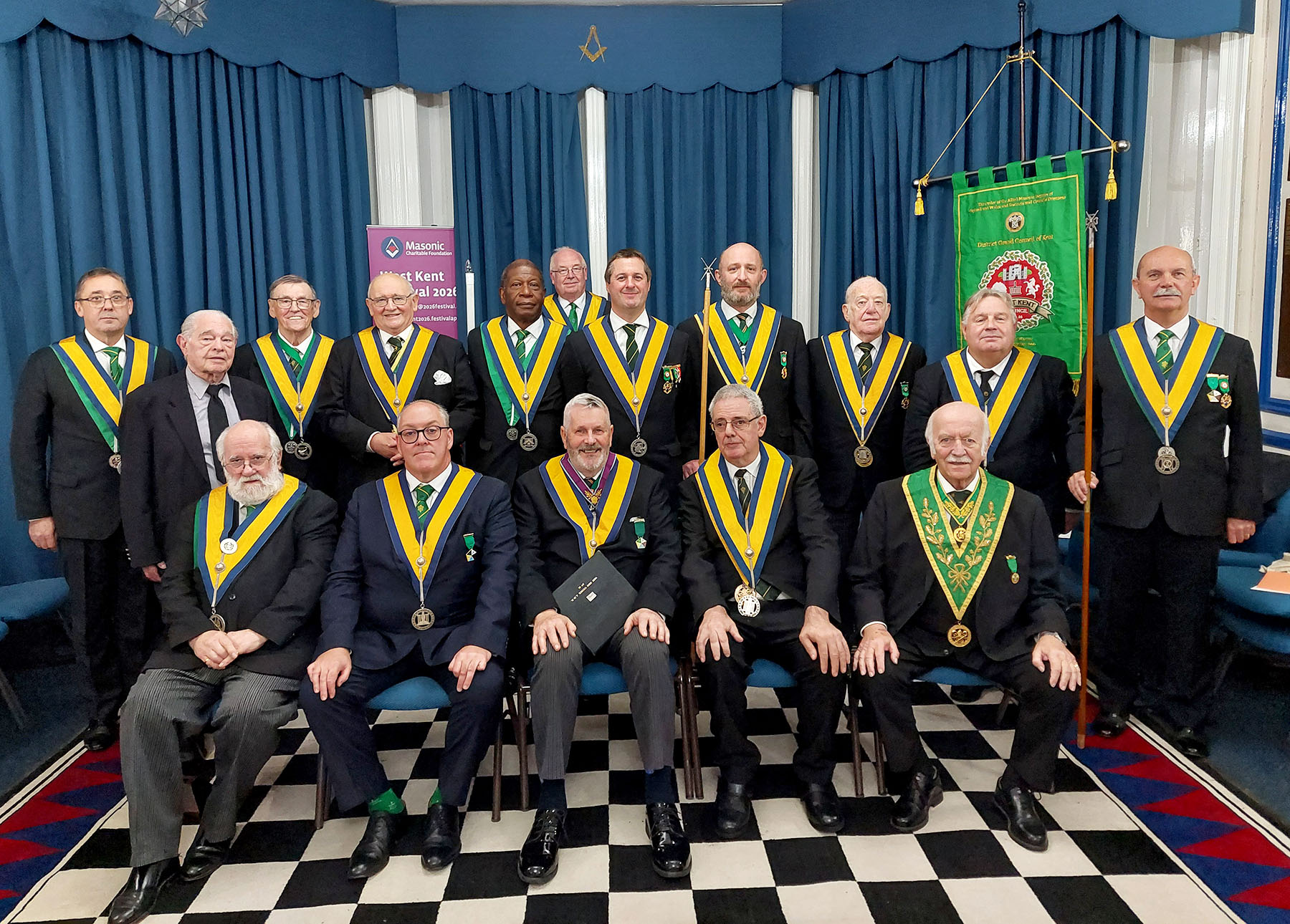 The Worshipful Master W.Bro. Paul Gillingham with the rest of the brethren of the West Kent Council