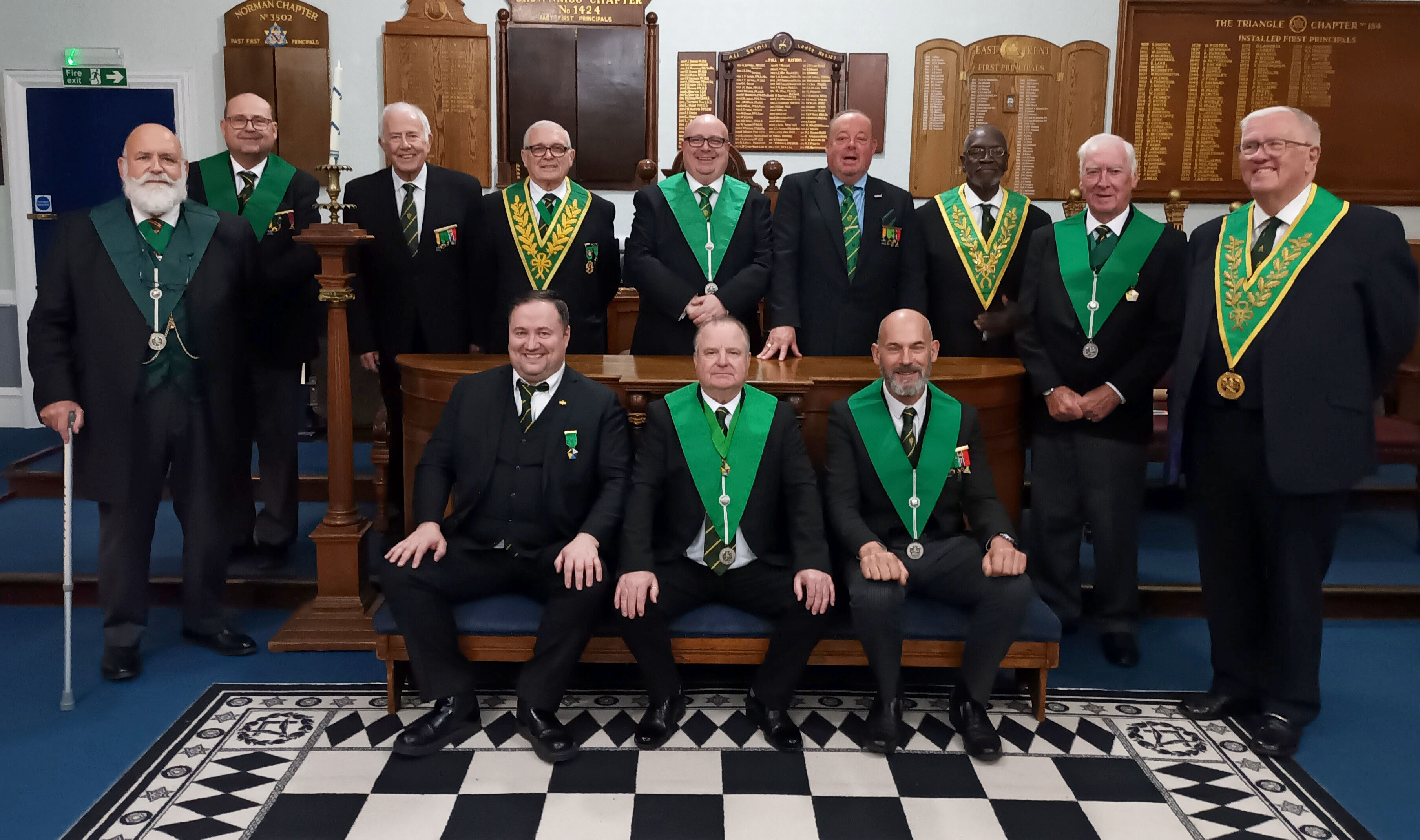 The Master W.Bro. Christian Doll with the brethren of the Invicta council and their visitors