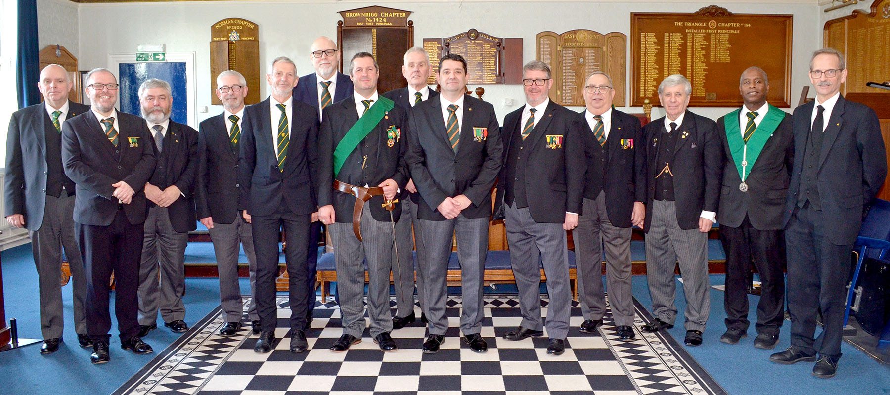 Photograph of candidates L-R Bros. Gavin Crickett, Fred Ayling (London), Simon Baker, Bob Hadlow, Keith Beavers, Mark Greatorex (London), Phil Gurney, Alan Camkin, Didier Hannaert, David Lucas (London), Tony Chrisholm, Norman Playford (Surrey), Adrian Grant and Ian Gallehawk