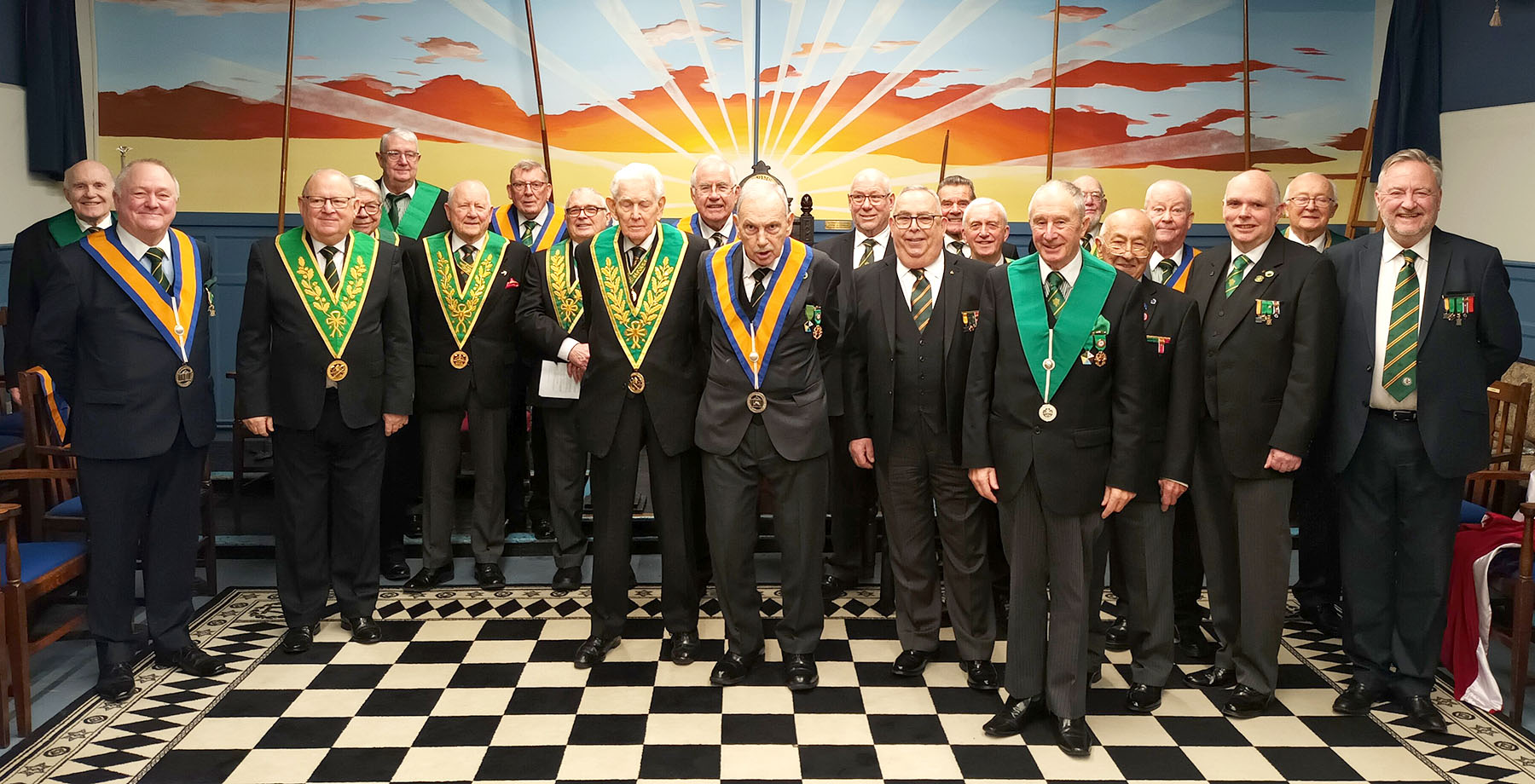 The Worshipful Master W. Bro. David James with the Brethren of the Council and their Visitors