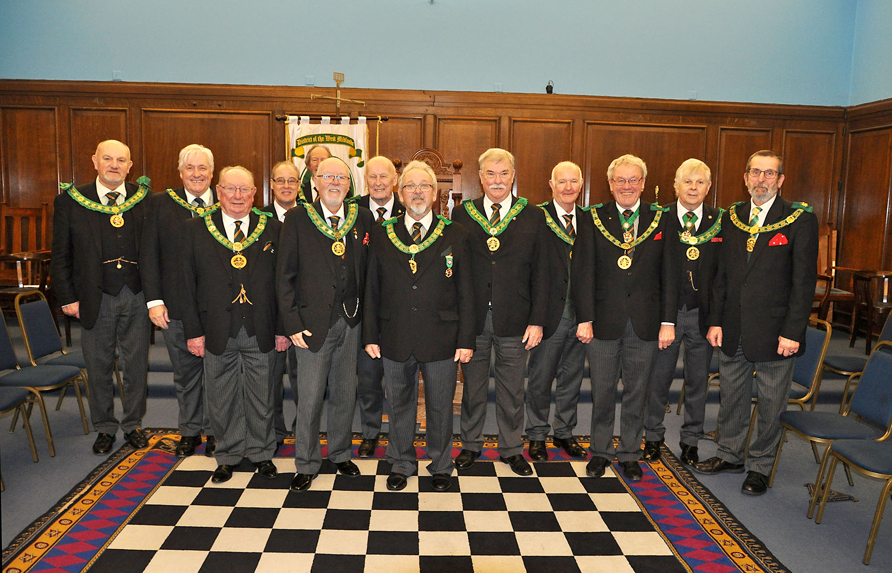 R.W.Bro. Joe McCullum D.G.P. for West Midlands with the visiting District Grand Prefects