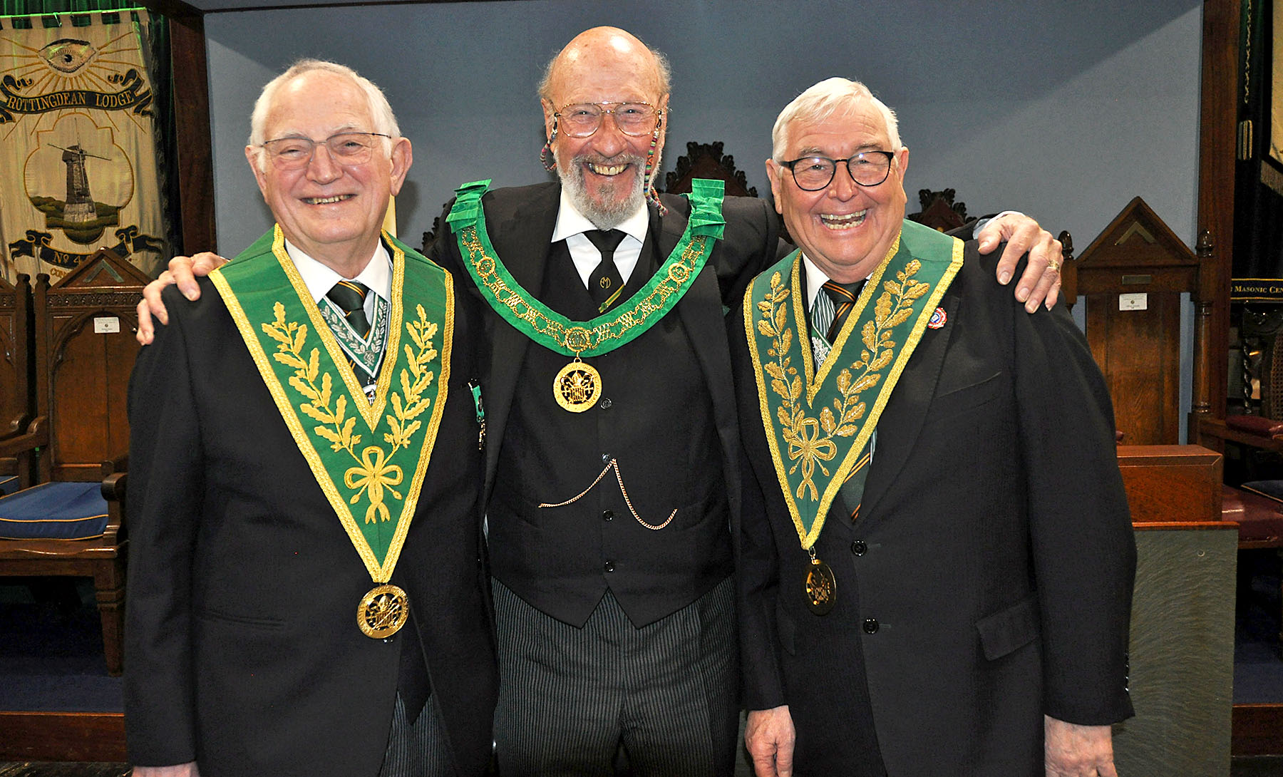 D.G.P for Sussex R.W.Bro. Gene Earland with his Deputy and the Deputy for Kent W.Bro. Geoff Whale