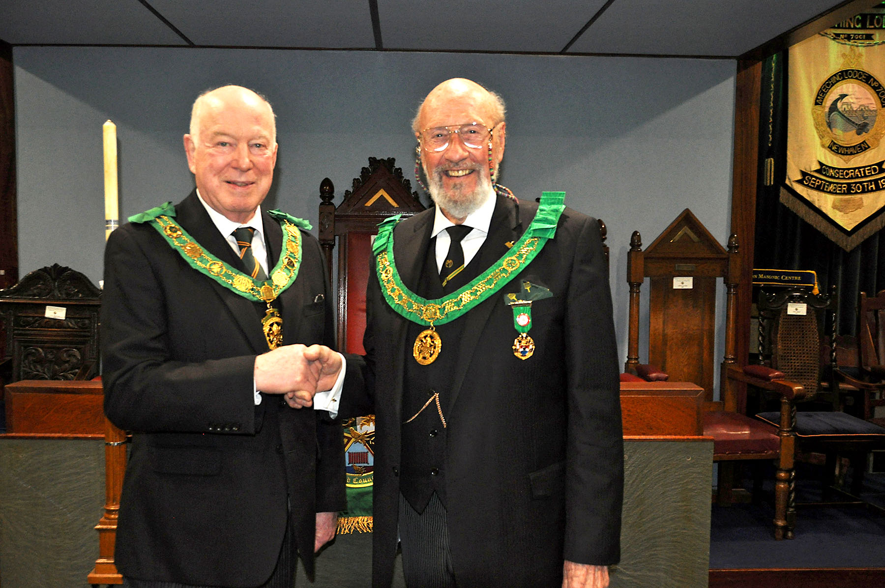 D.G.P for SussDeputy Grand Master R.W.Bro. Colin Woodcock with the D.G.P. for Sussex R.W.Bro. Gene Earlandex R.W.Bro. Gene Earland with his Deputy and the Deputy for Kent W.Bro. Geoff Whale