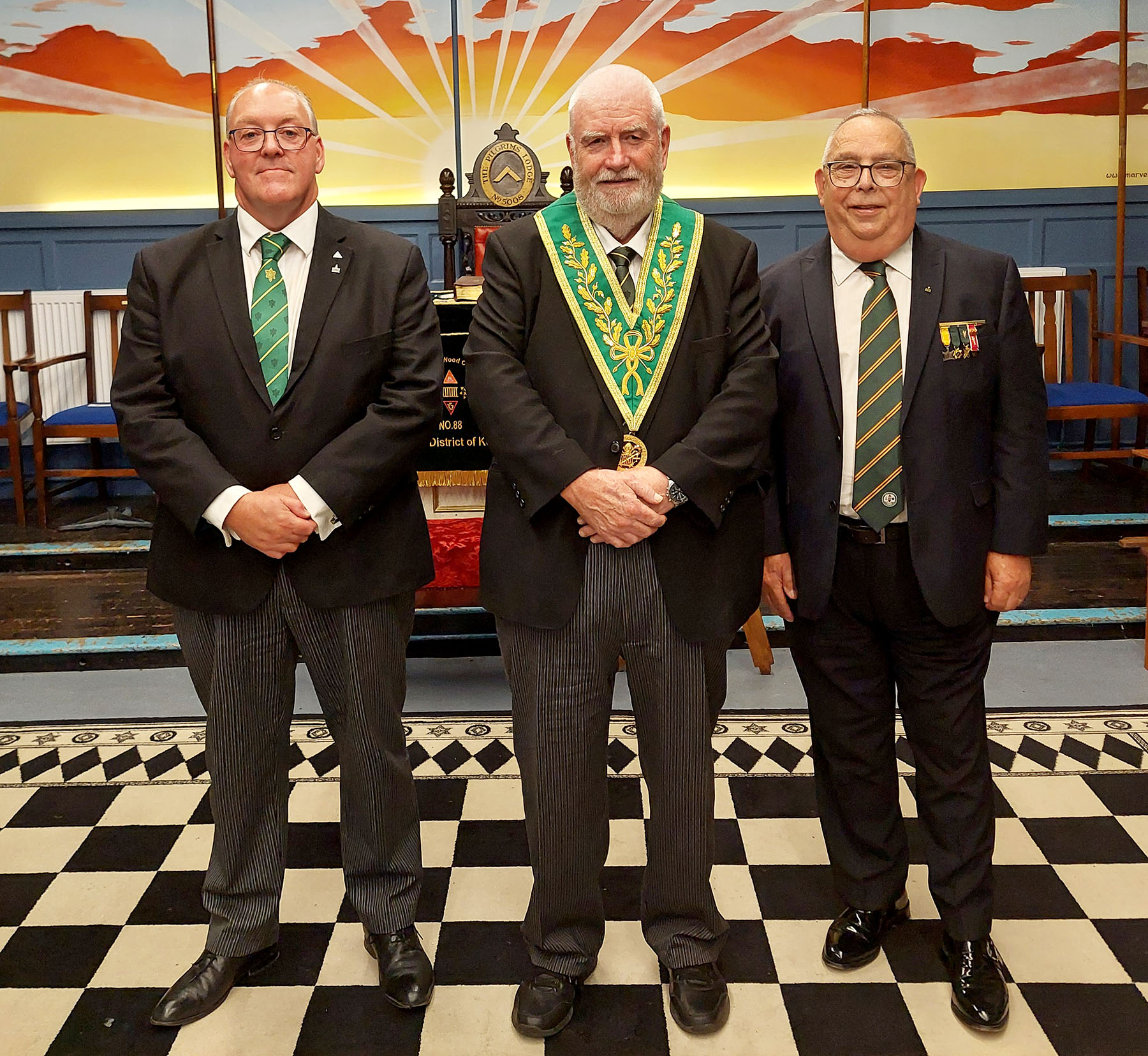 Visitors from the District attending the  Paddock Wood Council meeting W.Bro. Terry Dodd and Bros. John Jerome and Tony Christholm