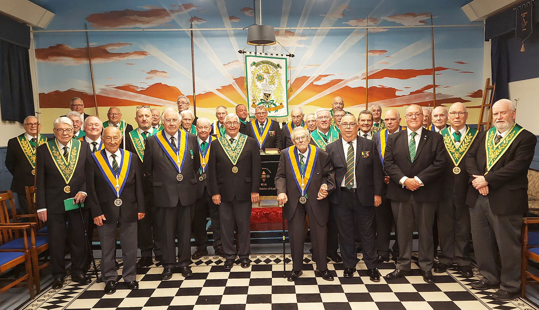 The Brethren of the Paddock Wood Council with the District Grand Prefects Escort